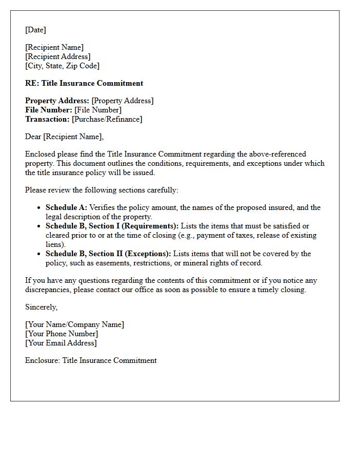 Title Insurance Commitment Delivery Letter