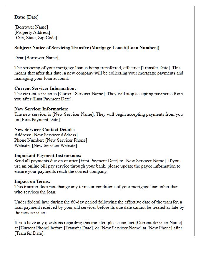 Notice of Servicing Transfer Letter