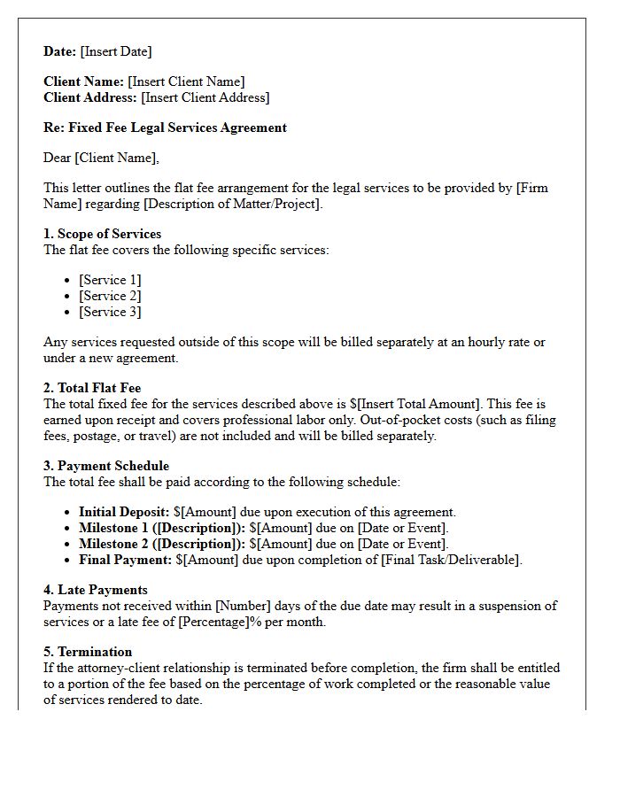 Detailed Flat Fee Arrangement And Payment Schedule