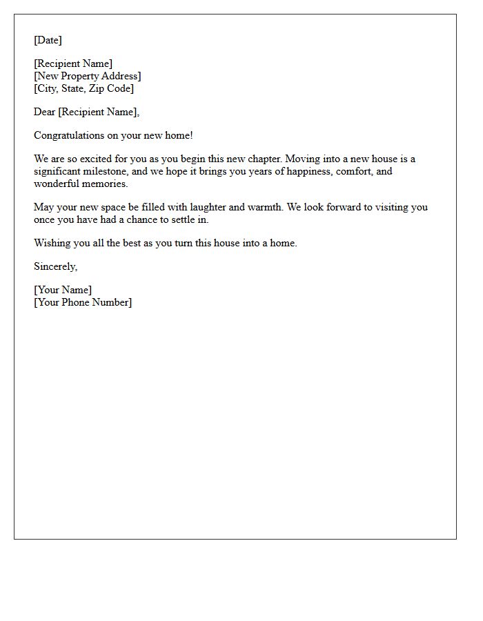 Welcome To Your New Home Congratulatory Letter