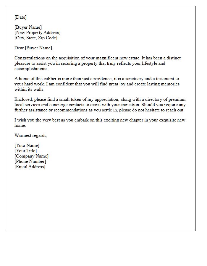 Luxury Home Buyer Congratulatory Letter