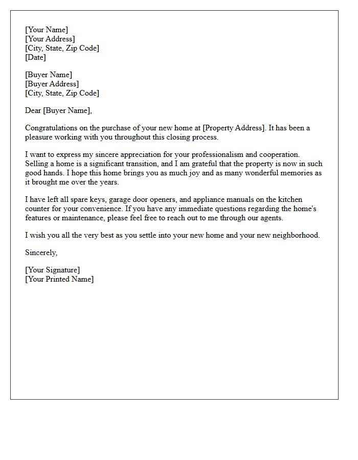 Standard Appreciative Seller Closing Letter