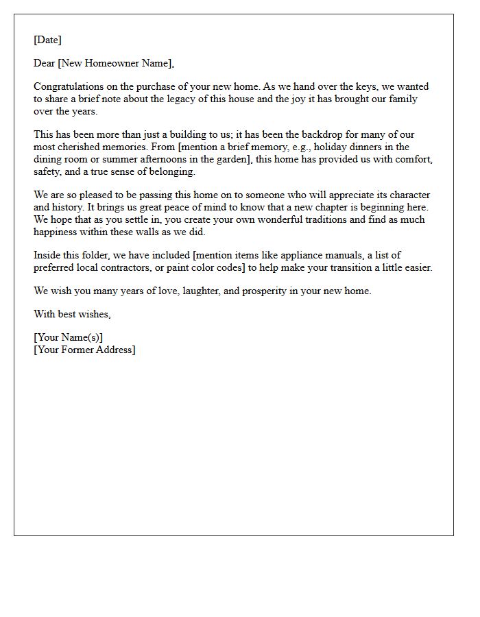 Family Home Legacy Appreciative Seller Closing Letter