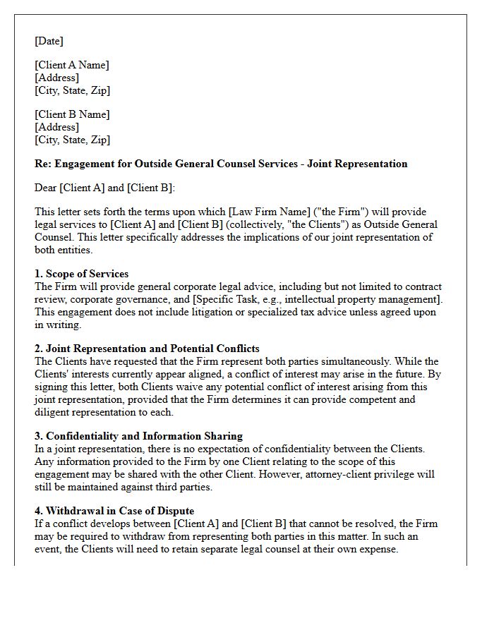 Joint Representation Outside General Counsel Engagement Letter