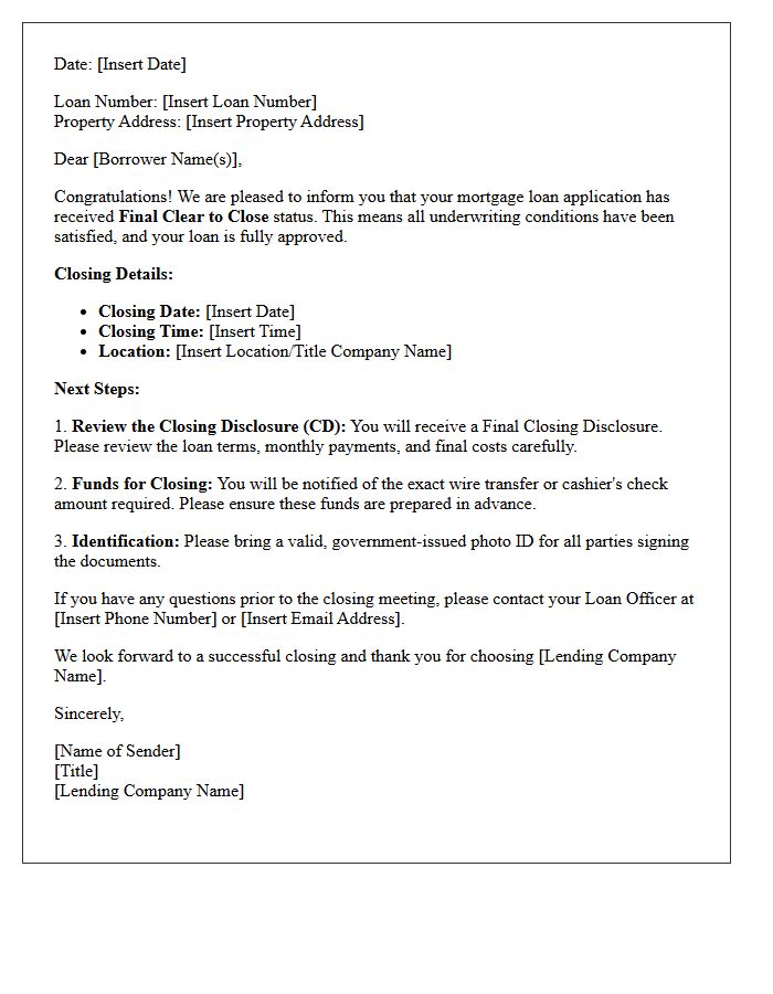 Final Clear to Close Approval Letter