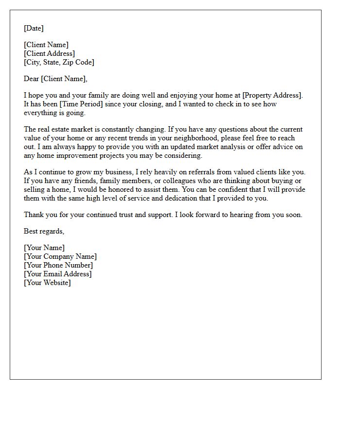 Real Estate Client Check-In and Referral Letter