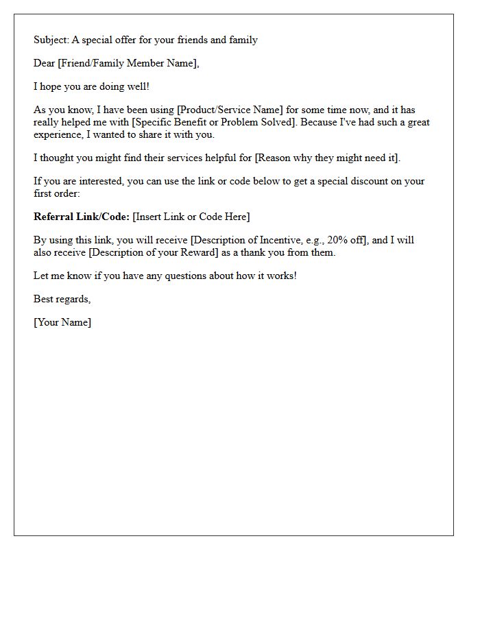 Helping Your Friends and Family Referral Letter