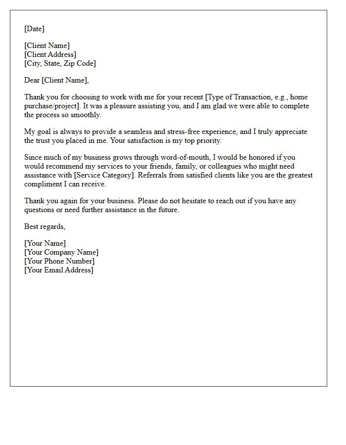 Seamless Transaction Appreciation and Referral Letter