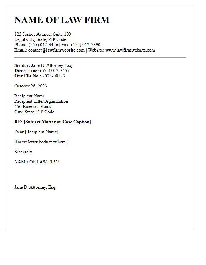 Law Firm Letterhead and Sender Information