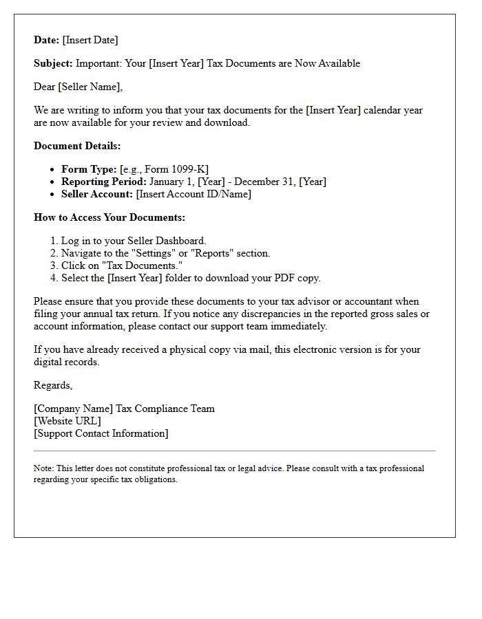 Important Seller Tax Document Notification Letter