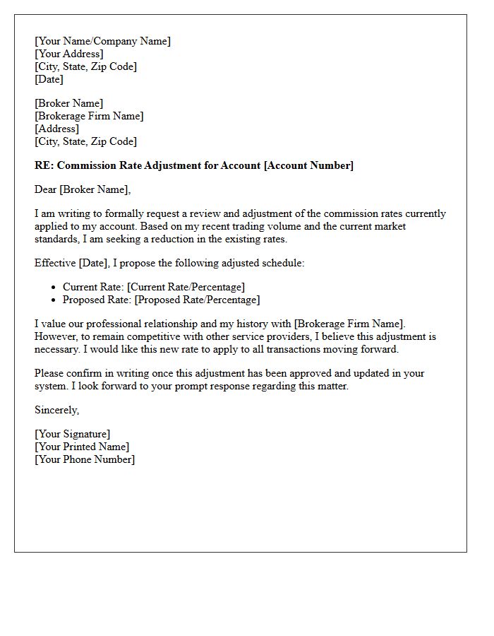 Brokerage Commission Adjustment Letter