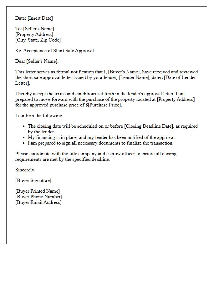Buyer Short Sale Acceptance Letter