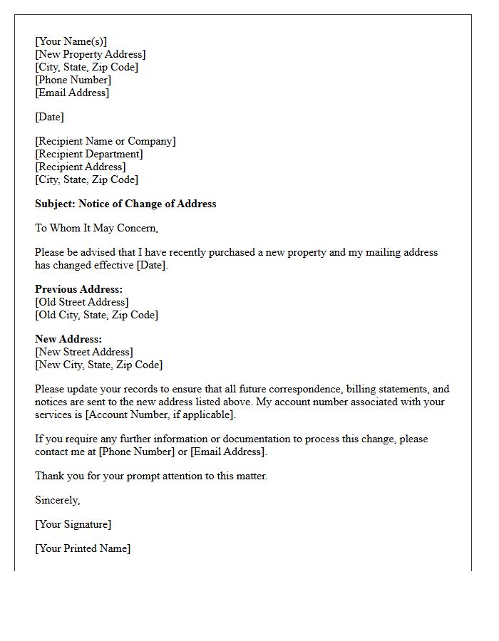 Buyer Post-Closing Change of Address Letter