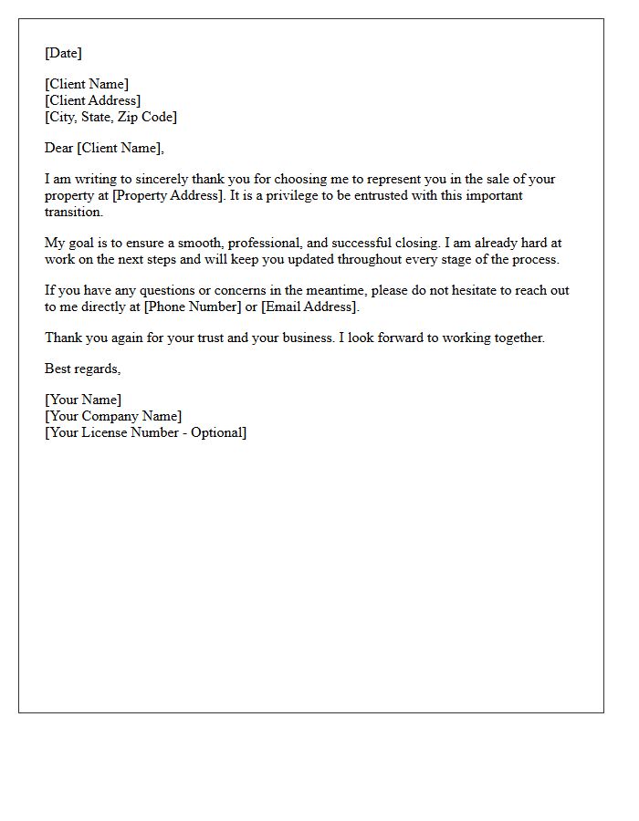 Thank You for Choosing Me for Your Sale Letter