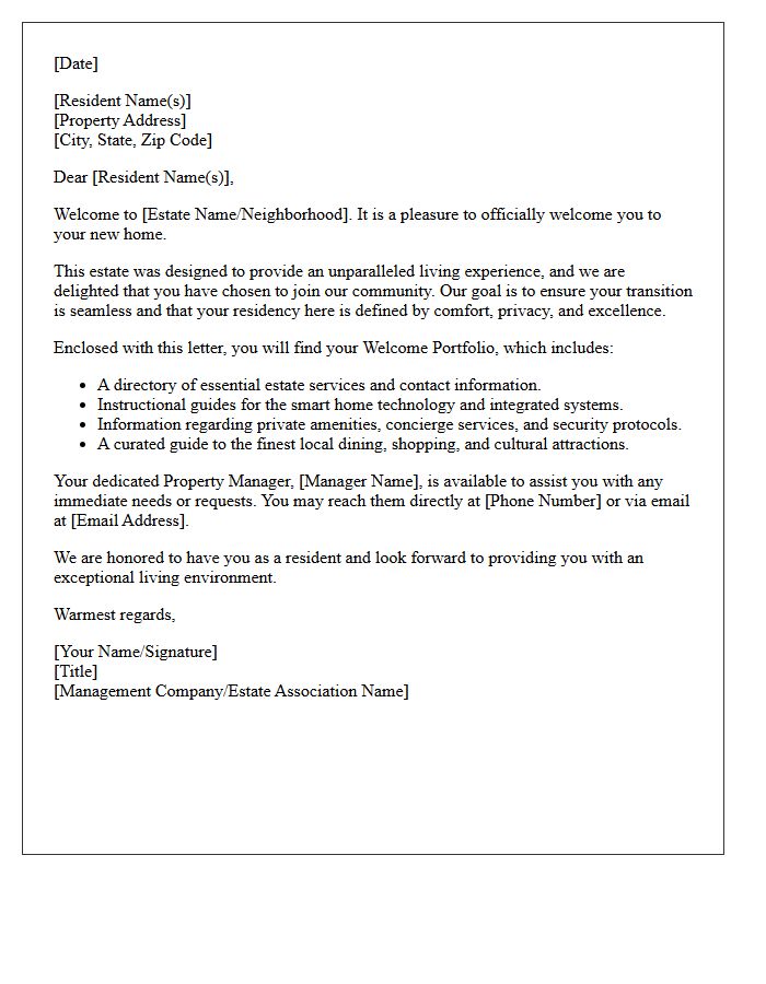 Luxury Estate Welcome To Your New Home Letter
