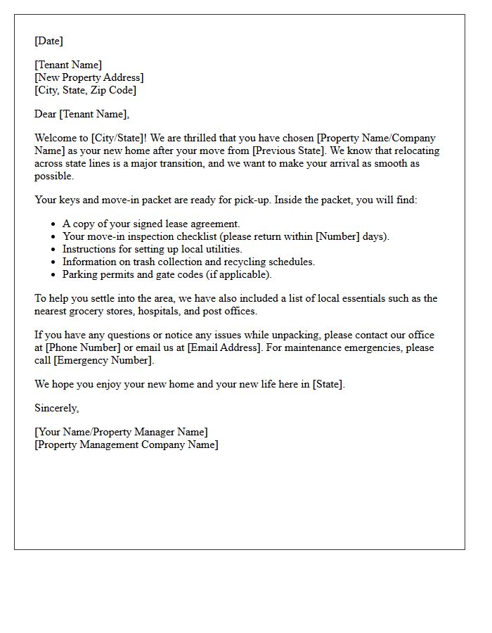 Out-Of-State Relocation Welcome To Your New Home Letter