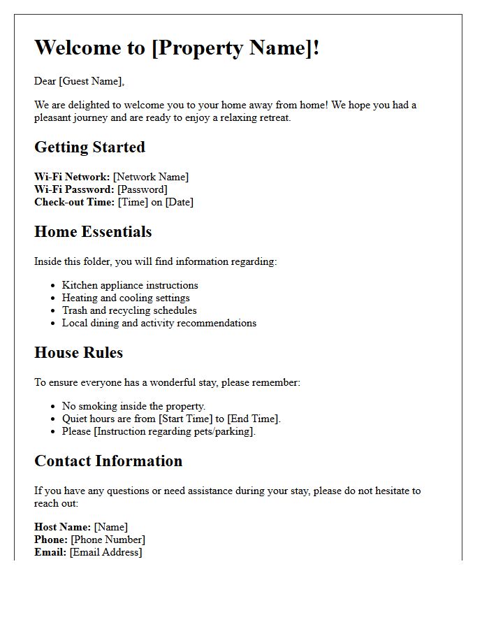 Vacation Retreat Welcome To Your New Home Letter