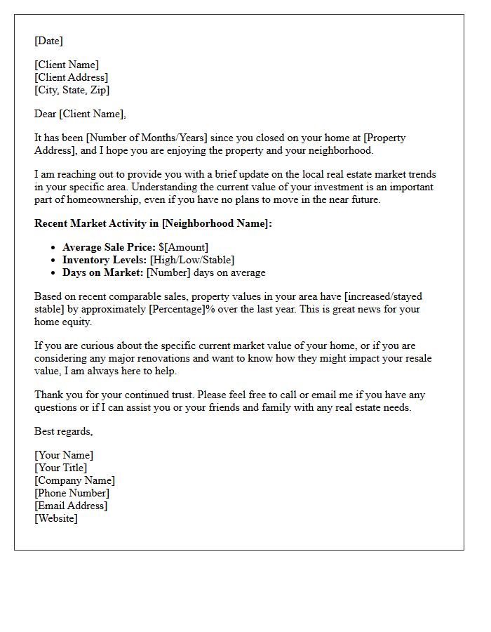 Post-Closing Real Estate Market Update Letter