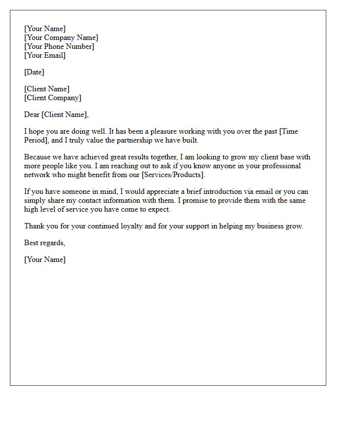 Loyal Client Network Referral Request Letter