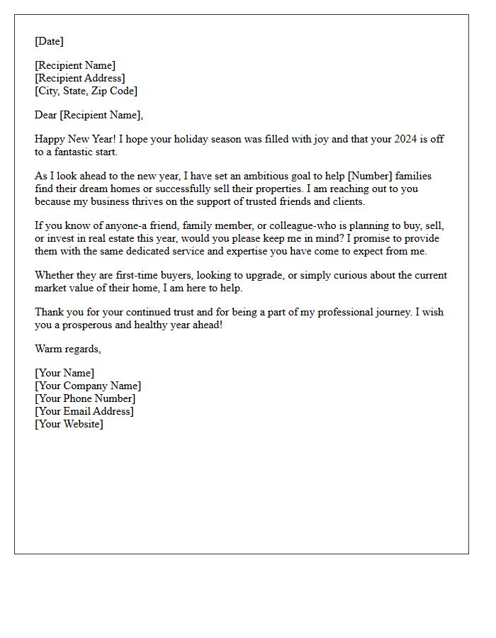 New Year Real Estate Goal Referral Letter