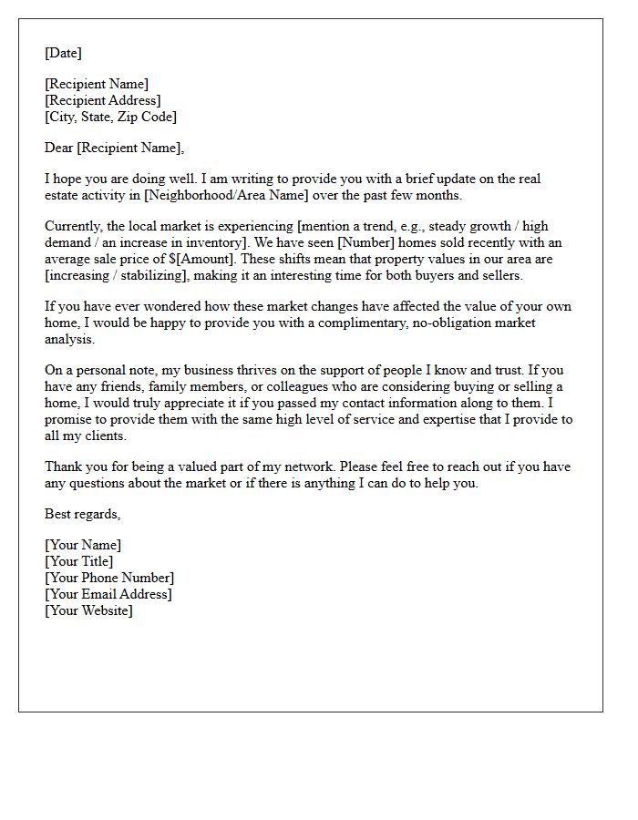 Local Market Update And Referral Request Letter