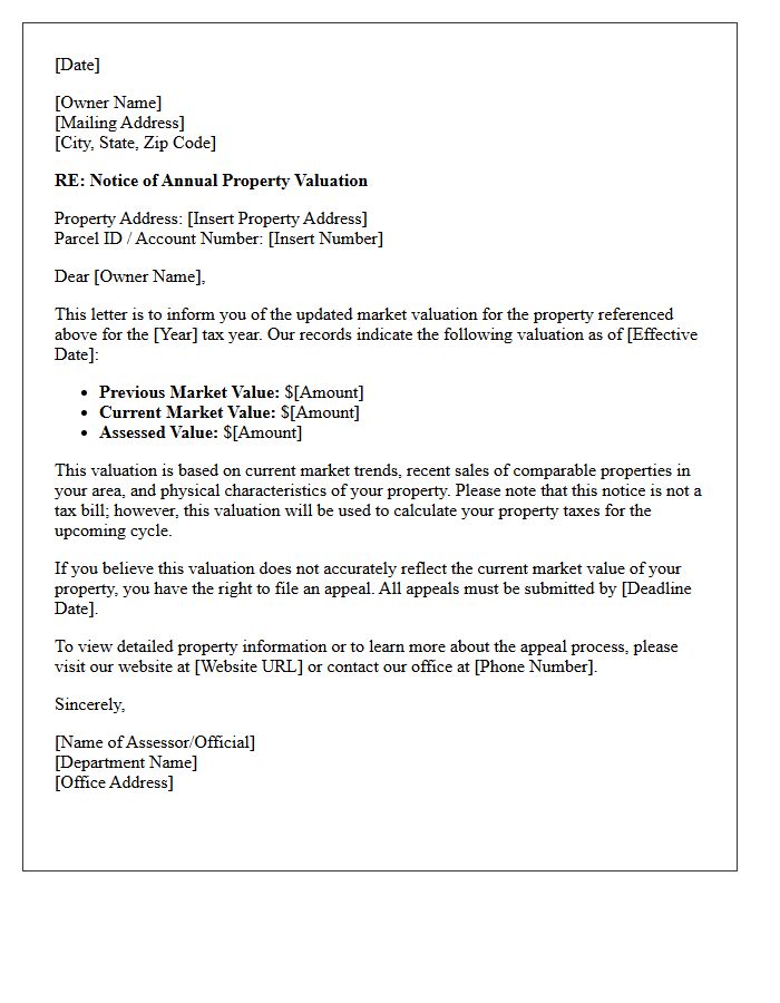 Your Annual Property Valuation Letter