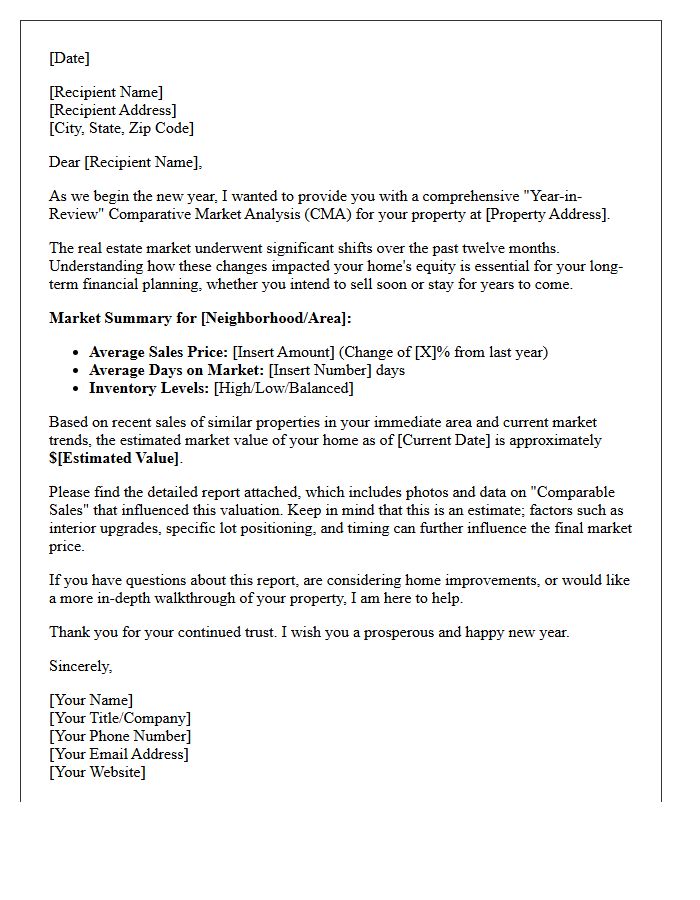 Year-in-Review Comparative Market Analysis Letter