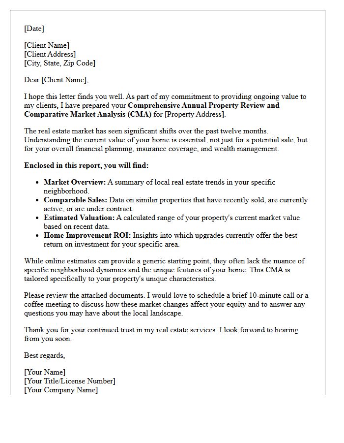 Comprehensive Annual CMA and Property Letter