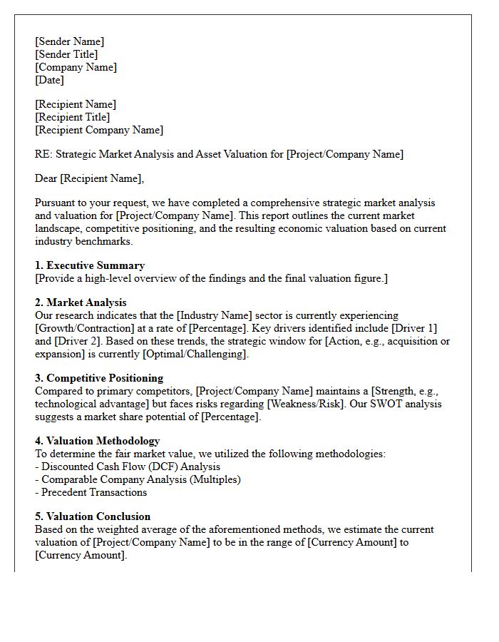 Strategic Market Analysis and Valuation Letter