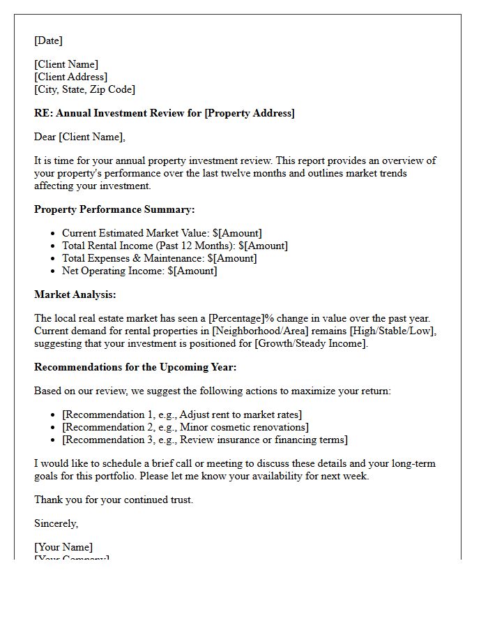 Annual Property Investment Review Letter