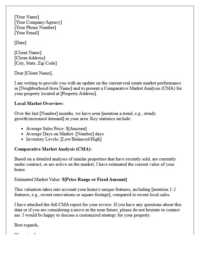 Local Market Performance and CMA Letter