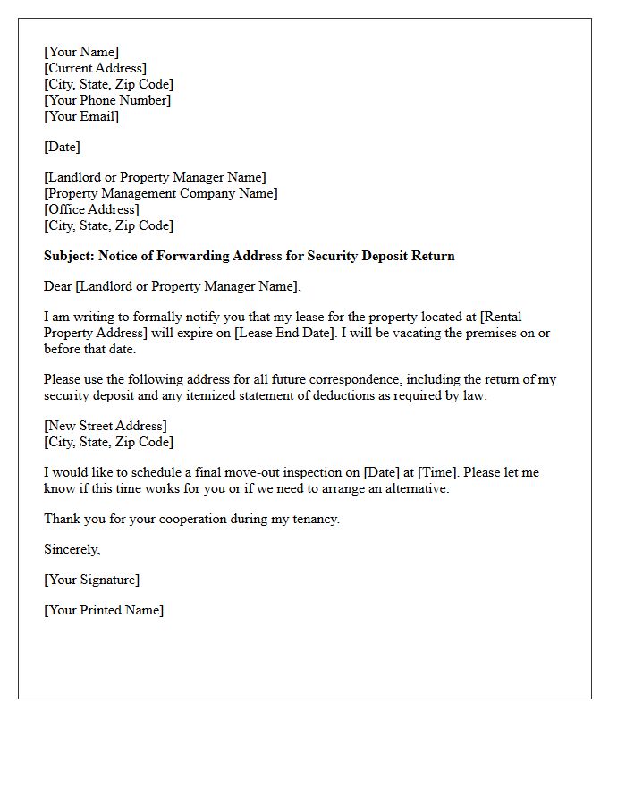 Lease Expiration Address Update Letter