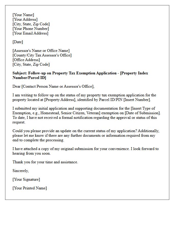Property Tax Exemption Document Follow-Up Letter