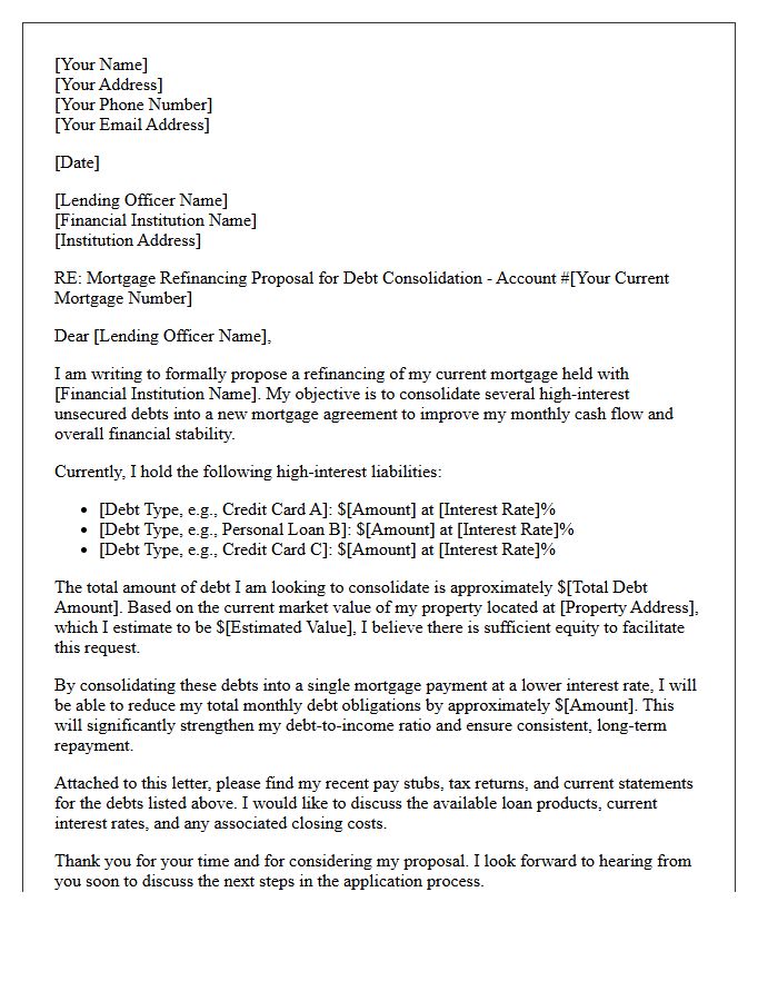 Debt Consolidation Mortgage Refinancing Proposal Letter