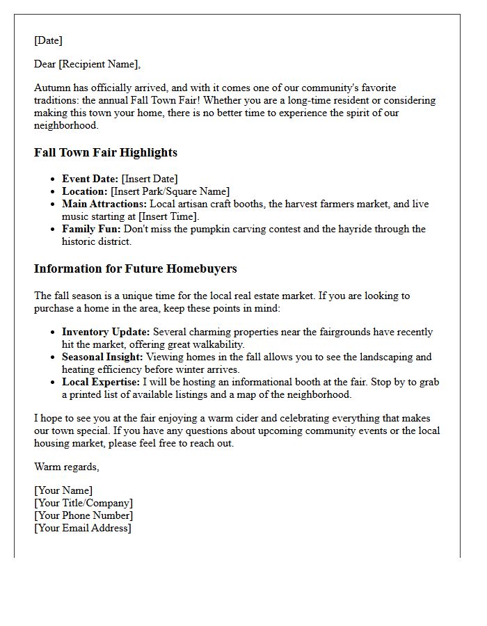 Fall Town Fair Highlights and Homebuyer Information Letter