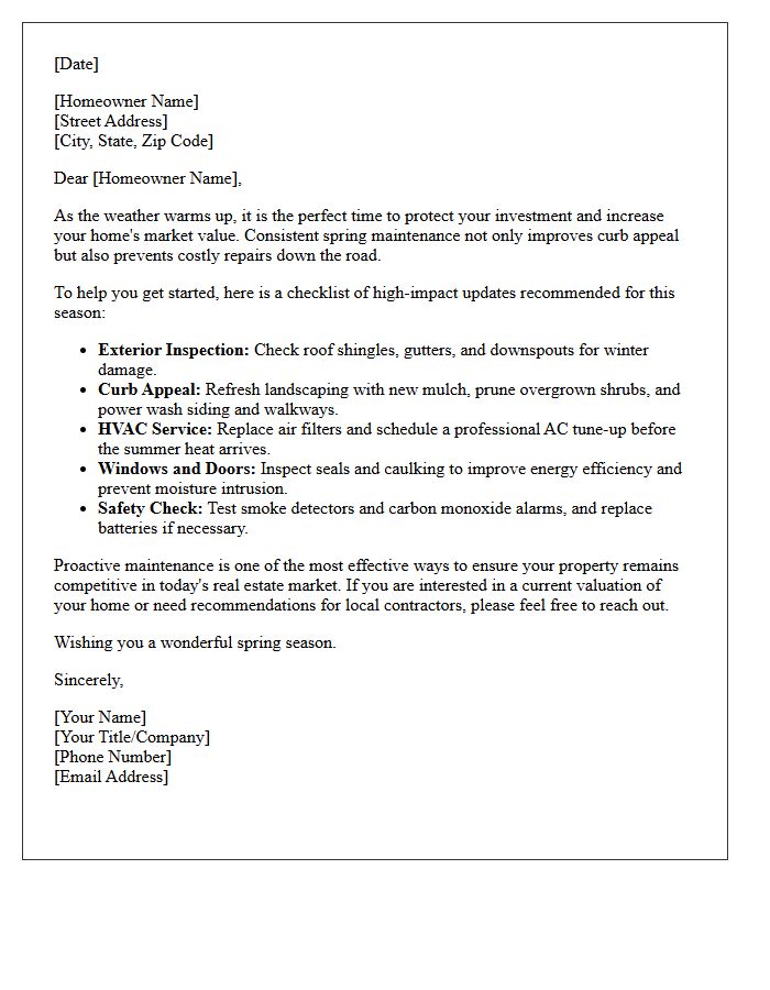 Property Value Boosting Spring Maintenance Letter