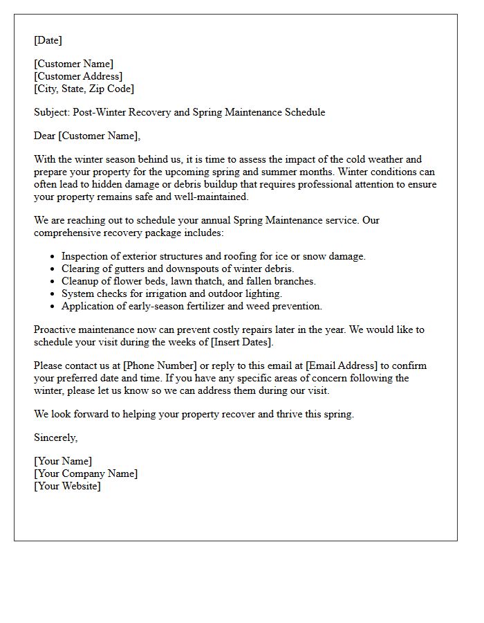 Post-Winter Recovery Spring Maintenance Letter