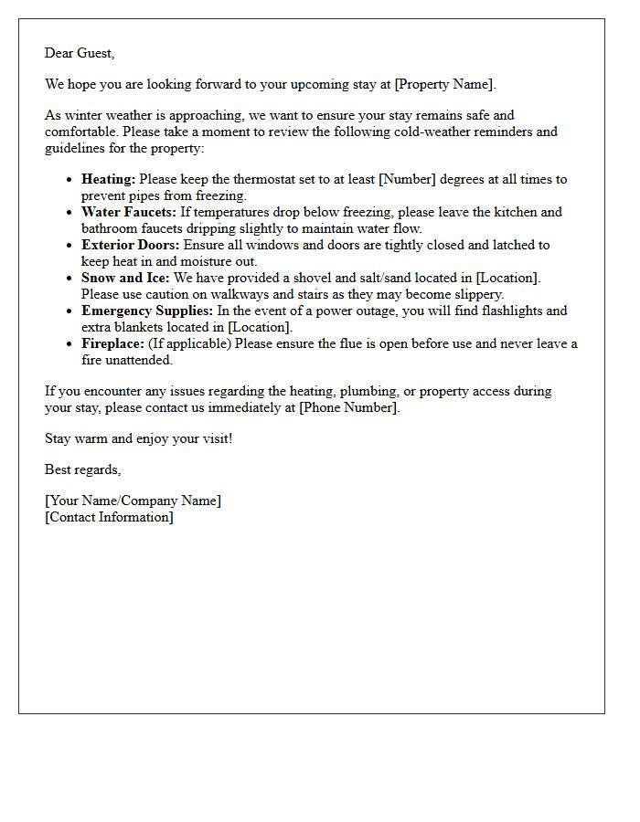 Short-Term Rental Winter Weather Preparation Reminder Letter