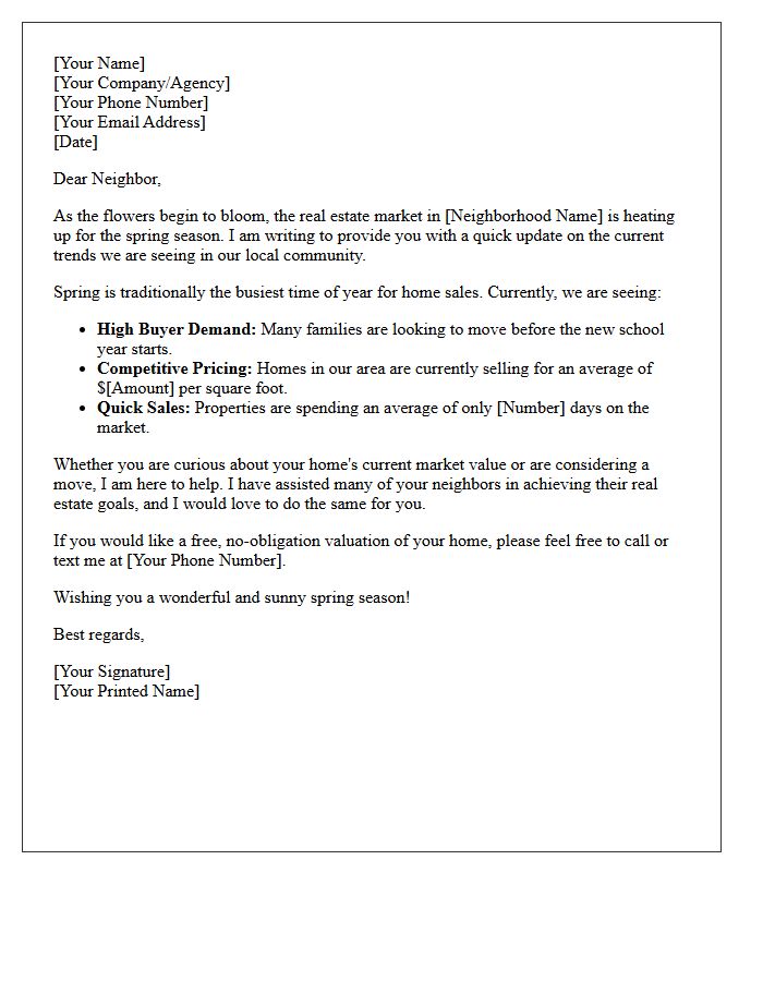 Spring Season Neighborhood Real Estate Market Update Letter