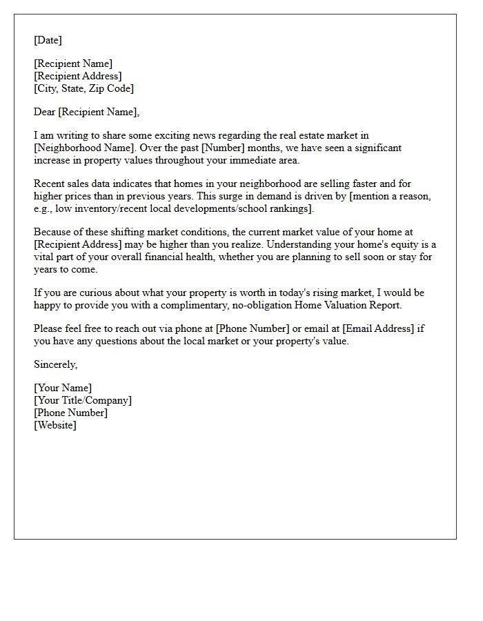Rising Property Values Neighborhood Real Estate Market Letter