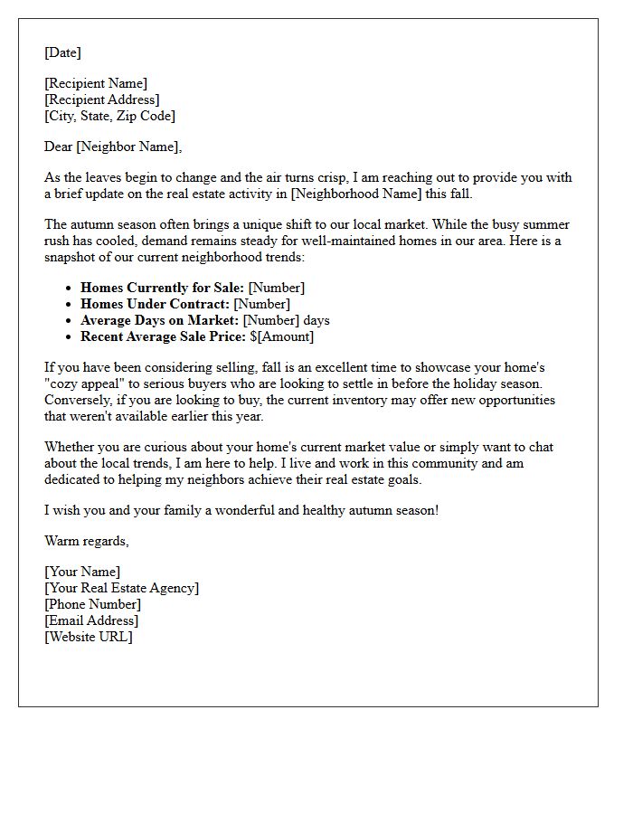 Fall Season Neighborhood Real Estate Market Update Letter