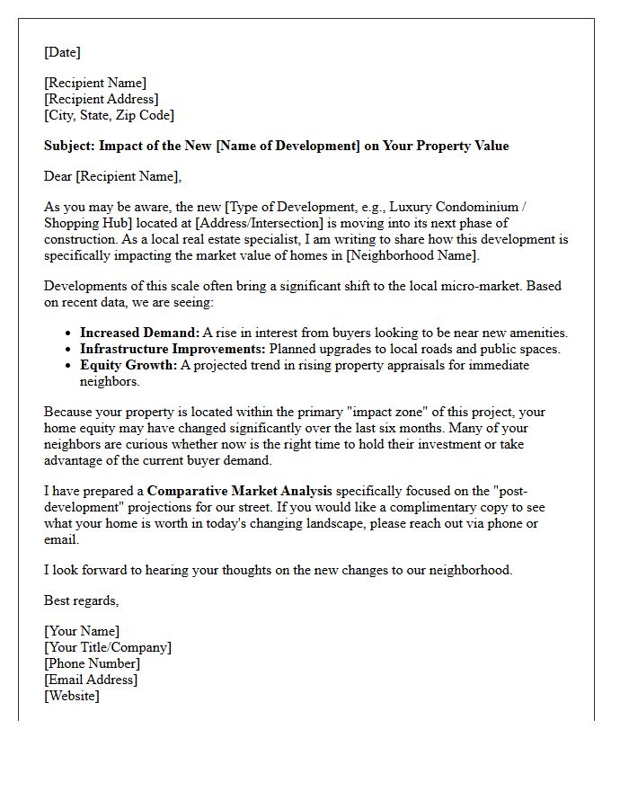 New Development Impact Neighborhood Real Estate Market Letter