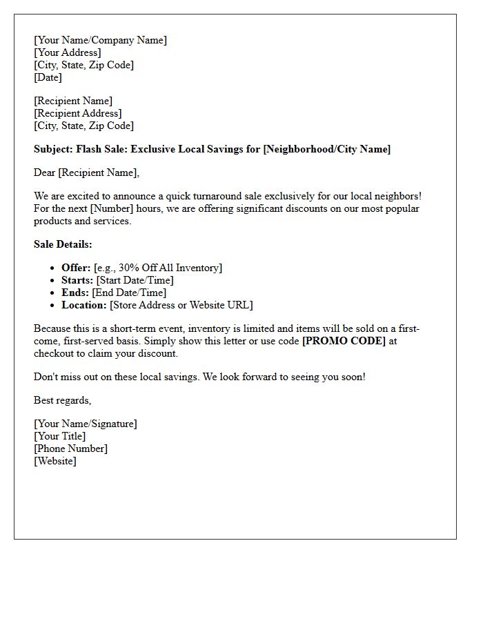 Quick Turnaround Local Sales Notification Letter