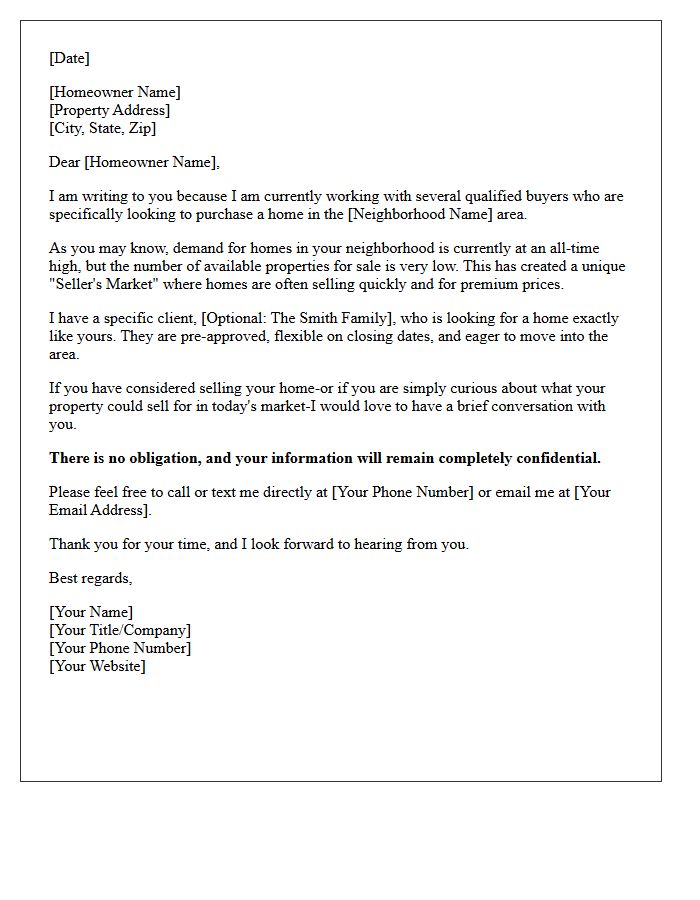 High Buyer Demand Area Sales Letter