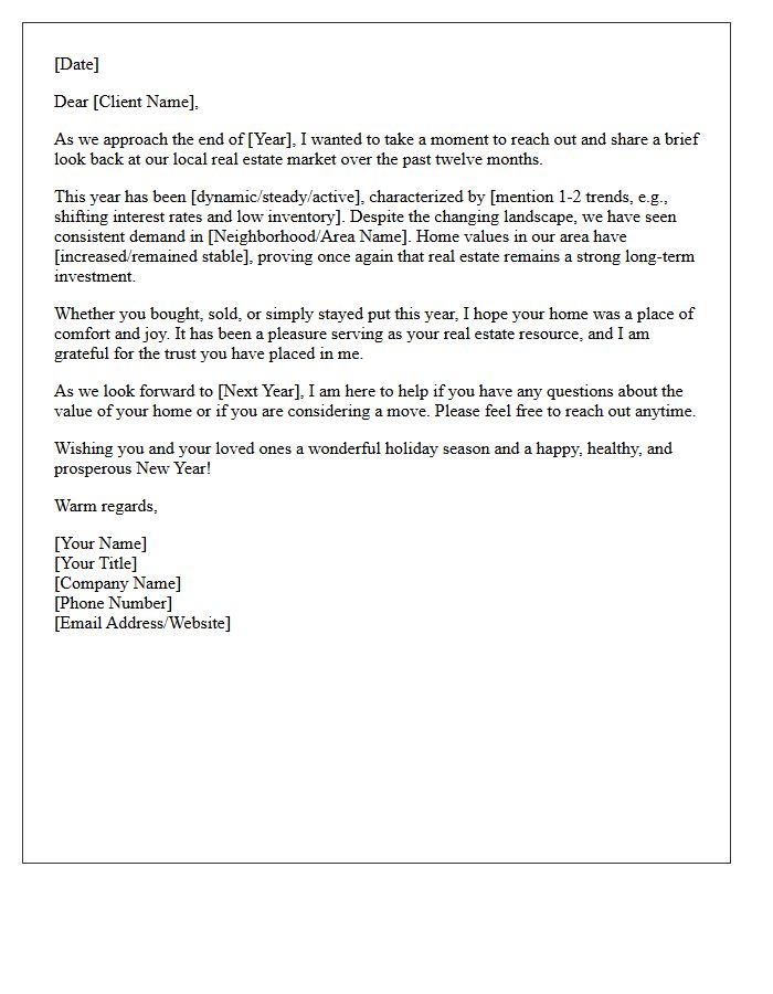 Real Estate Market Year in Review and Happy Holidays Letter