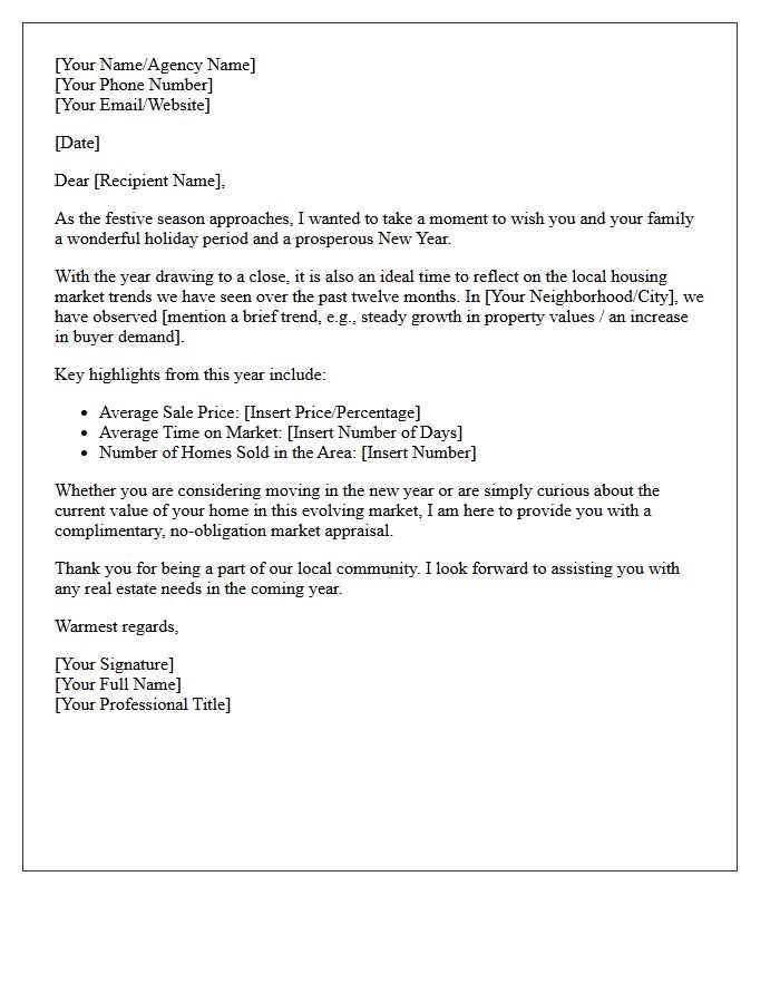 Festive Greetings and Local Housing Market Review Letter