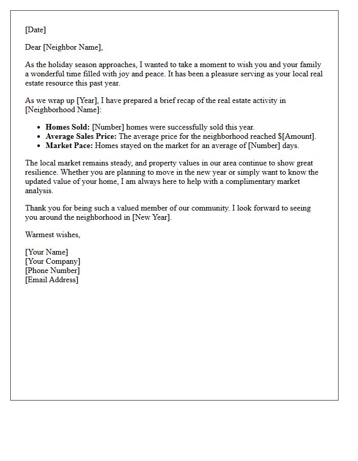 Season's Greetings and Neighborhood Market Recap Letter