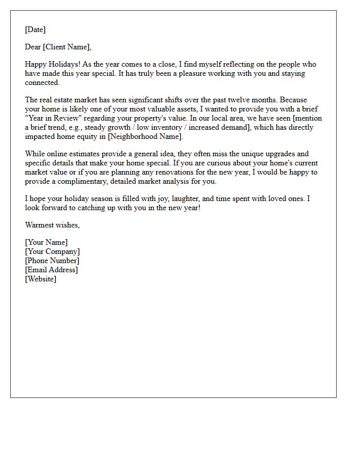 Happy Holidays and Your Home Value Year in Review Letter