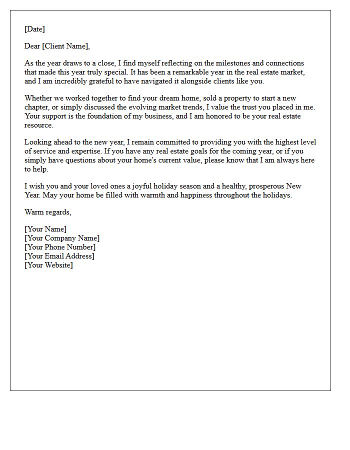 End of Year Real Estate Reflection and Holiday Greeting Letter