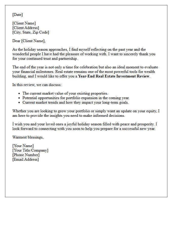 Holiday Blessings and Real Estate Investment Review Letter